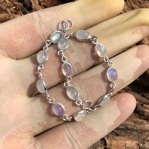 Handmade Rainbow Moonstone Bracelet 925 Sterling <b>Silver</b> Gemstone Jewelry For <b>Women</b> Natural Stone Gift - Product Image 3