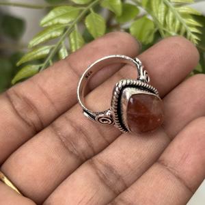 Bagues SunStone en gros, très vendues, plaquées argent avec pierre précieuse naturelle, faites à la main, dernières tendances de la mode, en laiton - Product Image 4