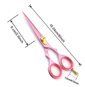 Ensemble de ciseaux professionnels roses pour la coupe des cheveux, lame en acier inoxydable, pointe acérée, pour droitiers, manche long, outils de salon de beauté - Product Image 5