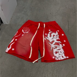 Pantalones cortos de algodón con estampado de pantalla de verano para hombre, dobladillo crudo de alta calidad con lavado ácido desteñido por el sol, ropa de calle transpirable de secado rápido - Product Image 6