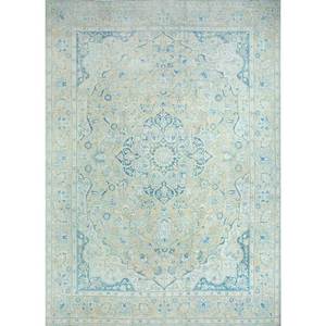 Tapis en laine bleue vintage fait main Pae-1818, motif rectangulaire en patchwork abstrait pour la maison, pour le salon, la chambre à coucher - Product Image 1