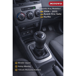 Pomo de Palanca de Cambios Negro para Kia Accent Era Getz Rio de 5 Velocidades, Compatible con Modelos 2006-2012 - Product Image 3