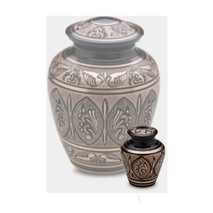 Cremation <b>Urn</b> For Human Ashes Adult Memorial Funeral Vase with Secure Lid Handcrafted <b>Large</b> Metal <b>Urns</b> - Product Image 2