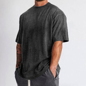 Camiseta de gran tamaño 100 algodón sólido talla grande impresión personalizada bordado Oem Logo hombres entrenamiento gimnasio camiseta manga corta Camisetas - Product Image 4