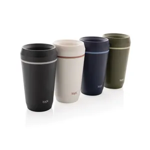 Gobelets en acier inoxydable durables 360 Topl avec bouchon en plastique, gadgets écologiques - Product Image 3