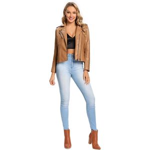 Chaqueta de carreras de moda de nuevo diseño premium ajustada rellena de algodón transpirable de cuero genuino para mujer personalizada - Product Image 4
