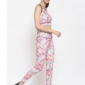 ชุดออกกำลังกายผู้หญิง2ชิ้นขนาดพิเศษระบายอากาศน้ำหนักเบาป้องกันแบคทีเรียชุดออกกำลังกายไร้รอยต่อลายเซ็กซี่ผ้าสแปนเด็กซ์/ โพลีเอสเตอร์ - Product Image 2