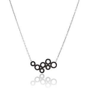 Colgante THEIA con Diseño Hueco Redondo, Adorno de Circonita Negra, Hecho a Mano en Turquía, Chapado en Oro, Plata de Ley 925 - Product Image 3