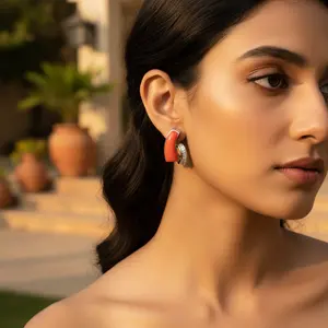 Anillos de Moda Bohemia Moderna para Mujer, Plata con Incrustaciones de Coral, Diseño Geométrico, Joyería Elegante de Jade, Estilo Religioso Cristiano, Garra - Product Image 3