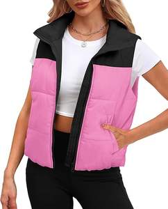Gilet bouffant court léger pour femmes doublure polaire épaisse vêtements d'extérieur zippés respirants pour automne hiver col montant Service OEM - Product Image 1
