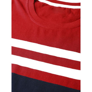 เสื้อยืดคอกลมสำหรับผู้ชายเสื้อแบบปิดกั้นสีกรมท่าและแดงเสื้อยืดสำหรับผู้ชายแบบนุ่มสำหรับขายส่ง2025 - Product Image 5