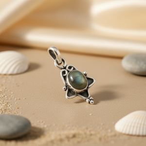 จี้ห้อยทำมือประดับลาบราโดไรต์สีโรสโกลด์-เครื่องประดับเงินแท้ 925 - Product Image 2