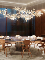 Luminaire suspendu LED en forme de feuille de Ginkgo de style nordique personnalisable, réglable en hauteur, adapté à l'éclairage des tables à manger et aux halls d'hôtels