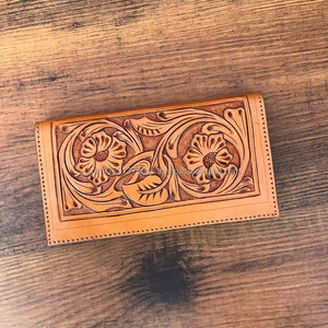 Embrayages à deux volets en cuir repoussé faits à la main portefeuilles conçus pour femmes portefeuille élégant unique en cuir repoussé de vente chaude - Product Image 2