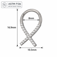 Anneau clicker en titane G23 ASTM F136 16G pour nez, septum, daith, bijoux corporels hypoallergéniques, vente en gros pour mariages et fiançailles