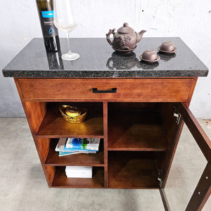เคาน์เตอร์ครัวเคลื่อนที่รุ่นใหม่ ขนาด 80x40x85 ซม. รุ่น KISL004 พร้อมท็อปไม้ยางพาราและเคาน์เตอร์หิน วัสดุไม้โอ๊ค - Product Image 6
