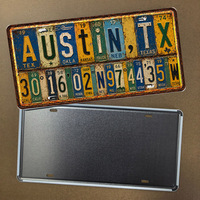 Letrero Metálico Vintage de Texas con Letras de Austin, Letrero de Metal Rústico Retro, Decoración de Pared de Bar Estilo Antiguo