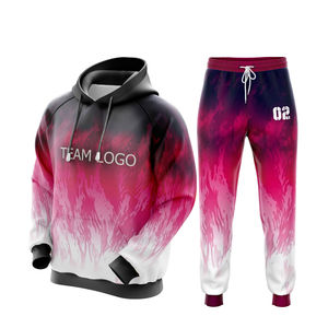 Vente en gros de vêtements de sport biologiques personnalisables pour hommes de grande taille pour l'hiver ensembles de sweat à capuche et de jogging à fermeture éclair avec logo - Product Image 2