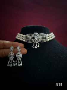 AMERICAN DIAMOND BRIDAL NECKLACE <b>SET</b> and HIGH QUALITY & CLASSIC EARRINGS <b>JEWELLERY</b> <b>SET</b> <b>for</b> <b>WEDDING</b> <b>JEWELLERY</b> CLASSIC STYLE WOMEN - Product Image 3