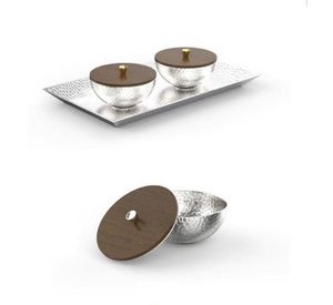 Plateau de service en métal au design créatif, plateau en acier inoxydable avec poignée en laiton à motif de feuille, qualité supérieure, plateau pour le petit-déjeuner, fruits secs - Product Image 2