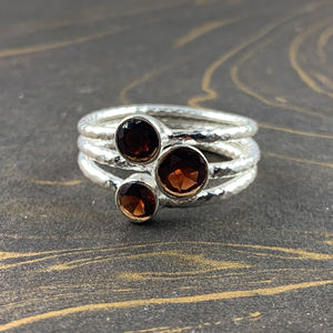 Romantic Dainty <b>Garnet</b> <b>Silver</b> <b>Ring</b> (5.3 Grams) Fine Jewelry with Natural Stone Inlay for Everyday Wear or Gift - Product Image 1