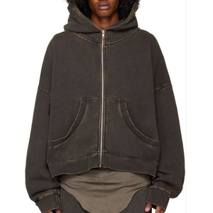 Sudadera con capucha de gran tamaño con lavado ácido en blanco 420 GSM 100% ropa de calle de algodón moda sudadera pesada Vintage Look French Terry Hoodies - Product Image 6