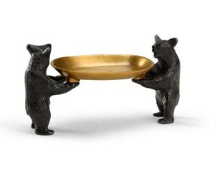 Nouvel arrivage Plateau décoratif de bol de fruits de service ours en or de luxe fait à la main en aluminium métal poli technique écologique - Product Image 3