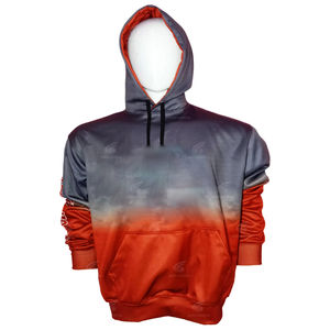 เสื้อฮู้ดดี้ผู้ชายสไตล์ซับลิเมชั่นแบบกำหนดเองล่าสุด ผ้าโพลีเอสเตอร์ผสมคอตตอนฟลีซ เสื้อฮู้ดดี้แบบสวมหัว รับผลิตตามแบบ OEM พร้อมโลโก้สตรีทแวร์ - Product Image 1