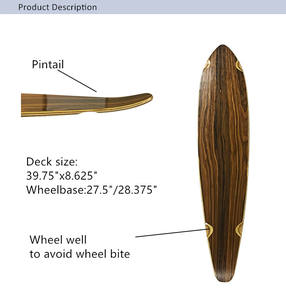 Longboard de croisière pintail personnalisé par érable canadien décorer <span class=keywords><strong>placage</strong></span> <span class=keywords><strong>bois</strong></span> croiseur longue planche ponts <span class=keywords><strong>pour</strong></span> planche à roulettes - Product Image 2