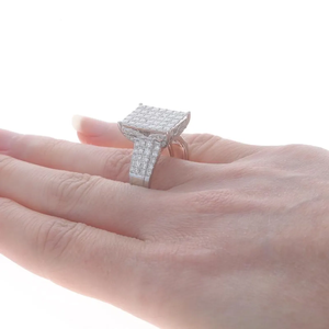 Bague de cocktail en grappe de diamants 14K 2.65ctw certifiée IGI pour hommes Bijoux en acier inoxydable de style Hip Hop - Product Image 4