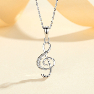 <span class=keywords><strong>D307</strong></span> Personnalisé Simple Note Pendentif En Argent Sterling 925 Symbole Musical Clavicule Chaîne Collier pour Femmes - Product Image 2