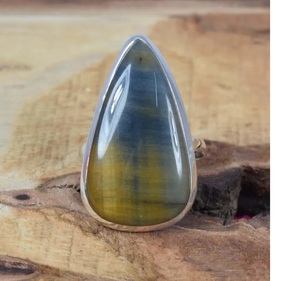 Anillo de hierro con forma de pera de ojo de Tigre, Plata de Ley 925, piedras preciosas naturales hechas a mano, joyería elegante grande, regalo de Navidad - Product Image 3