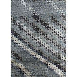 Alfombra Afgana de Lana Tejida a Mano, Color Gris Savana y Negro, Diseño Geométrico, para Sala de Estar, Pasillo, Rectangular, Modelo AKWL-1502 - Product Image 1