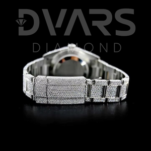 Montre de luxe en diamant moissanite glacé pour homme, entièrement pavée de diamants moissanite VVS, style hip-hop, or blanc, cadran en verre analogique - Product Image 4