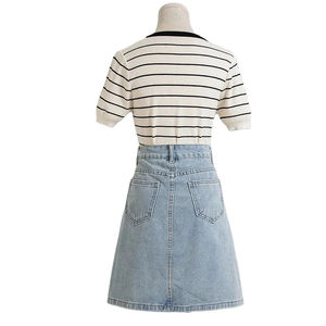 Bas en jean courts pour femmes personnalisés, taille élastique, coupe slim, mini-jupe en jean, vêtements de rue sexy - Product Image 4