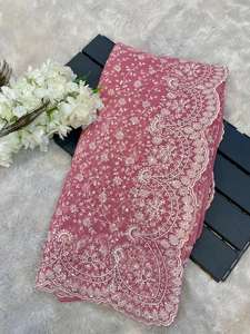 Sari Indio Tradicional Rosa de Diseño Exclusivo, Ropa Étnica para Fiestas, Ropa de Novia, Impresionante y Hermoso Sari - Product Image 5