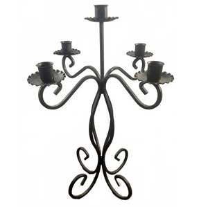 Candelabre à 5 bras en fer de qualité supérieure, écologique, avec revêtement noir, pour la maison, les mariages et les centres de table de Noël, artisanat - Product Image 2