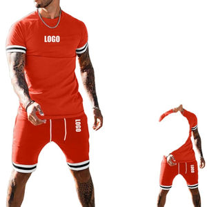 Ensemble court d'été unisexe 2 pièces personnalisé T-Shirt en jersey uni en coton et respirant Survêtement en vrac Style décontracté respirant - Product Image 1