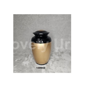 Gold & Black Aluminium <b>Large</b> Size <b>Urn</b> Cremation Adult <b>Urn</b> for Human Ashes With Free Velvet Bag - Product Image 1