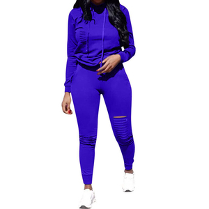 Pantalones deportivos rotos de alta calidad para mujer, ropa de entrenamiento para trotar, venta al por mayor, 2022 - Product Image 3