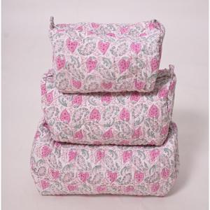 Indian Cotton Durable <b>Large</b> Capacity Waterproof Fashion Portable Travel Makeup <b>Bag</b> Printed Zipper for <b>Cosmetic</b> Pouch - Product Image 1