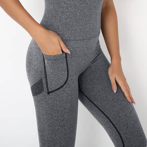 Sport Yoga Bodysuit One Piece <b>Jumpsuit</b> full legging <b>with</b> <b>pocket</b> Sports Yoga Gym Fitness Set for workout and running suit - Product Image 1