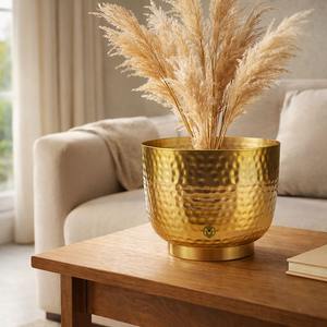 Vase à fleurs élégant en métal martelé |   Centre de table décoratif haut de gamme pour salon, bureau et intérieurs modernes - Product Image 3