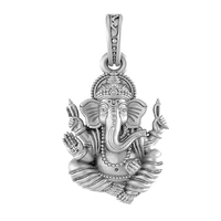 Hermoso Collar con Colgante de Ganesha de Plata de Ley para Hombre, con Circonita Cúbica Engastada en Garra, Amuleto de Regalo