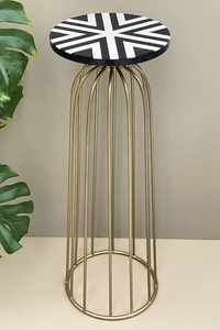 Elegante juego de mesa de metal con tapa de mármol para el hogar, hotel, sala de estar, mesa auxiliar, mesas de color dorado y negro, muebles laterales modernos - Product Image 4