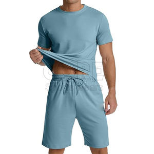 Conjunto corto de dos piezas personalizado para hombre al por mayor, camisetas de cuello redondo, conjuntos de prendas de vestir exteriores transpirables de verano - Product Image 3