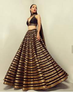 Atractivo BlackGolden Lehenga Choli con Dupatta Indian Kasturi Silk Lehenga con Sequence & Dori Work, Lehenga Choli para mujeres - Product Image 1