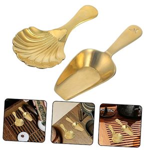 Set of 2 Brass Serving <b>Spoon</b> With Designer Handle Golden Color Tea <b>Spoons</b> for Kitchenware Tabletop Dessert & <b>Soup</b> <b>Spoon</b> - Product Image 3