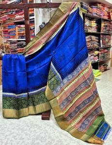 Saree de seda Tussar Kanchi pintado a mano hermoso - Product Image 5