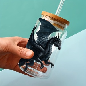 Autocollant décoratif personnalisé pour emballage de café, motif <span class=keywords><strong>Dragon</strong></span> <span class=keywords><strong>aquarelle</strong></span>, 16OZ, imperméable, haute adhérence, brillant, résistant aux UV - Product Image 4